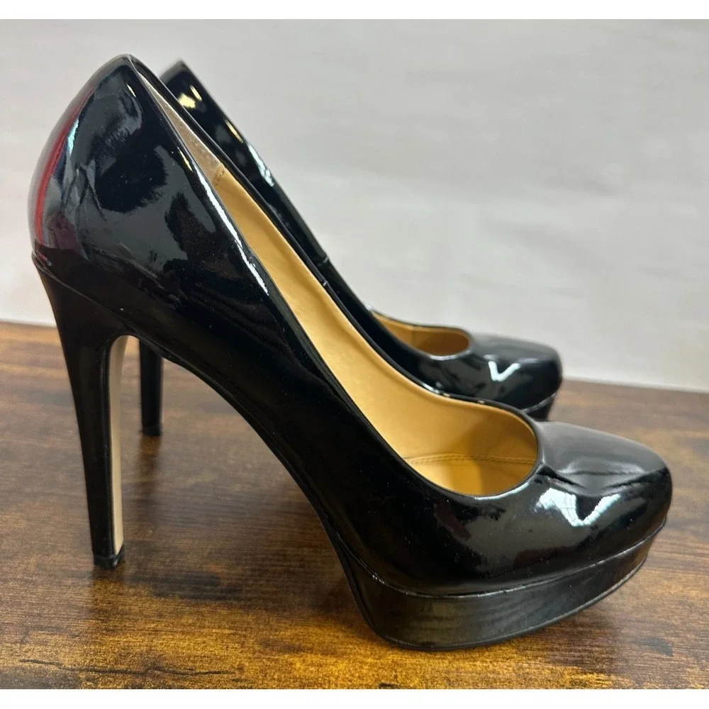 Chinese Laundry Black Patent Platform Pumps Stiletto Heel Elegant Classy Size 11 - Picture 2 of 15